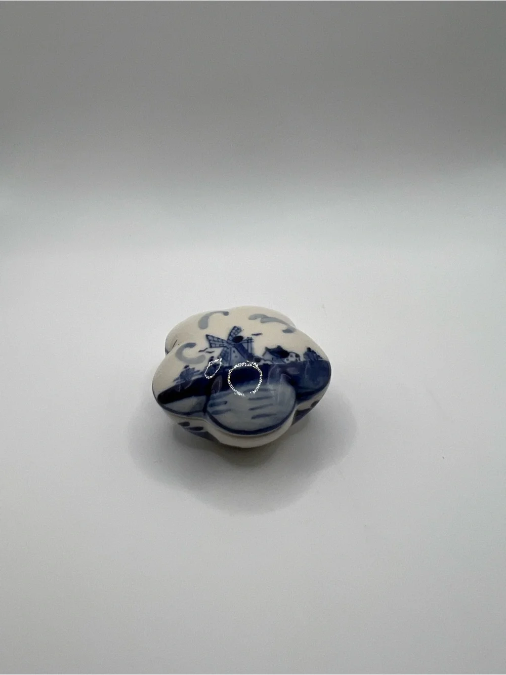 Blue & White Floral Ceramic Jewelry Trinket Box